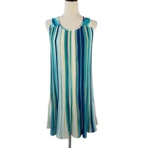 Skye's The Limit Teal Green White Cream Navy Yellow Pleated Lined Dress Size XS